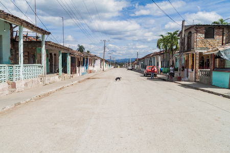 CONDADO, CUBA - FEB 9, 2016: Street in Condado village in Valle de los Ingenios valley near Trinidad, Cubaのeditorial素材