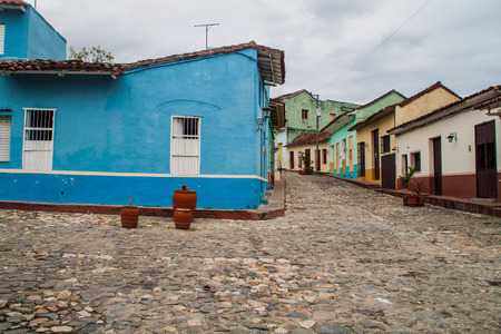 Colorful houses in Sancti Spiritus, Cubaの写真素材