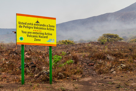 Information board near Telica volcano, Nicaraguaのeditorial素材