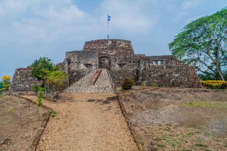 Fortress of the Immaculate Conception in the village Ell Castillo at San Juan river, Nicaraguaの写真素材