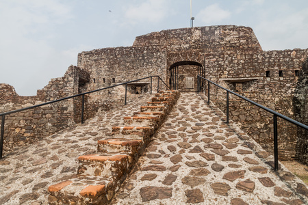 Fortress of the Immaculate Conception in the village Ell Castillo at San Juan river, Nicaraguaのeditorial素材