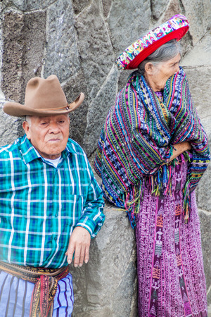 SANTIAGO ATITLAN, GUATEMALA - MARCH 24, 2016: Indigenous people wearing traditional clothes in Santiago Atitlan village.のeditorial素材