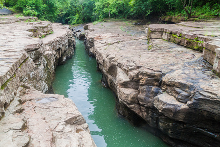 Los Cangilones de Gualaca - mini canyon in Panamaの写真素材