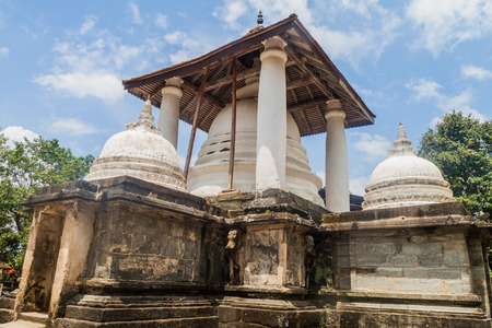 Buddhist stupas at Gadaladeniya temple near Kandy, Sri Lankaの写真素材