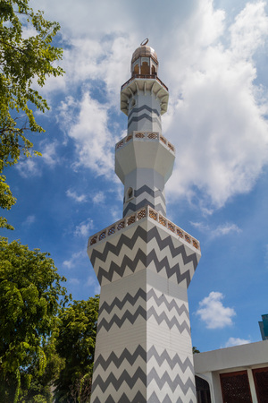 Minaret of Grand Friday Mosque in Male, Maldives.の写真素材