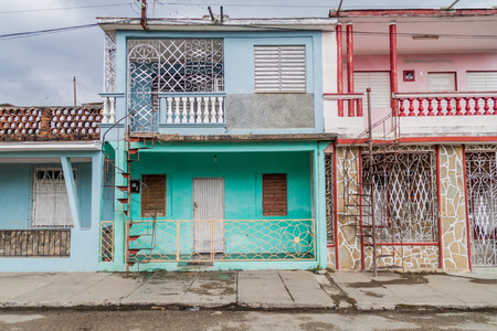 Colorful houses in Sancti Spiritus, Cubaの写真素材