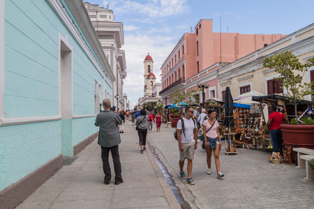 CIENFUEGOS, CUBA - FEBRUARY 12, 2016: Souvenir market in Cienfuegos, Cuba.のeditorial素材