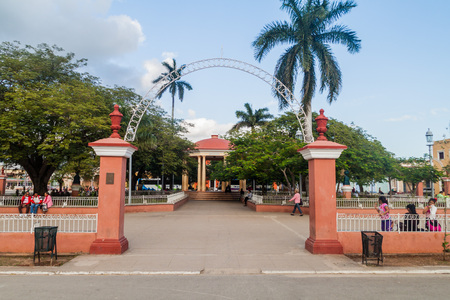 REMEDIOS, CUBA - FEB 12, 2016: View of Parque Marti square in Remedios town, Cubaのeditorial素材