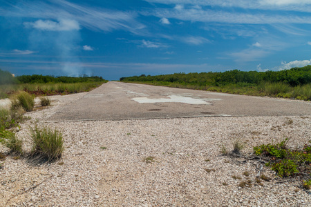 View of an airstrip at Caye Caulker island, Belizeの写真素材
