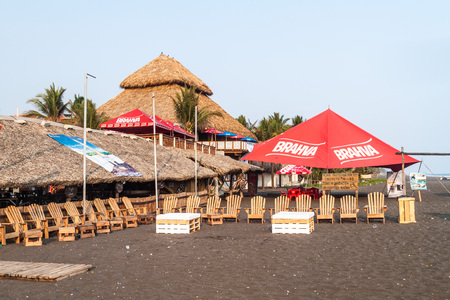 MONTERRICO, GUATEMALA - MARCH 29, 2016: Beach bar in Monterrico village.のeditorial素材
