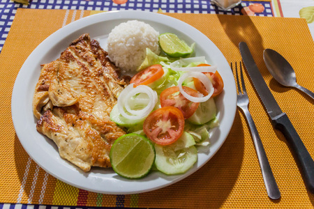 Meal of grilled chicken, Guatemalaの写真素材