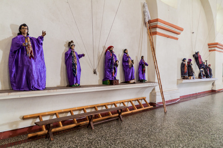 SANTIAGO ATITLAN, GUATEMALA - MARCH 24, 2016: Interior of a church in Santiago Atitlan with Easter...