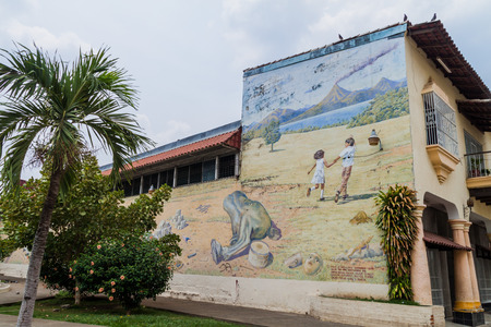 LEON, NICARAGUA - APRIL 25, 2016: Colorful mural in the center of Leon, Nicaraguaのeditorial素材