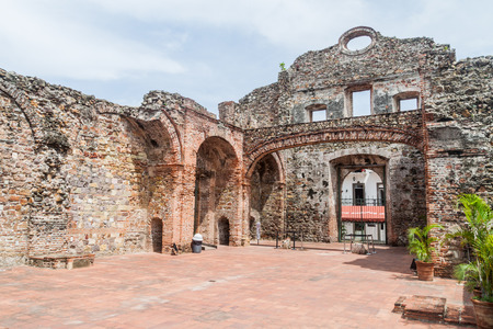 Ruins of Santo Domingo church in Casco Viejo (Historic Center) of Panama Cityの写真素材