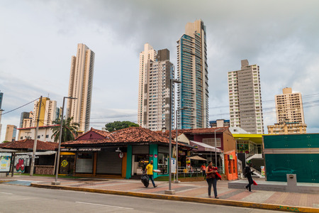 PANAMA CITY, PANAMA - MAY 27, 2016: View of a street in Prejil neighborhood in Panama Cityのeditorial素材