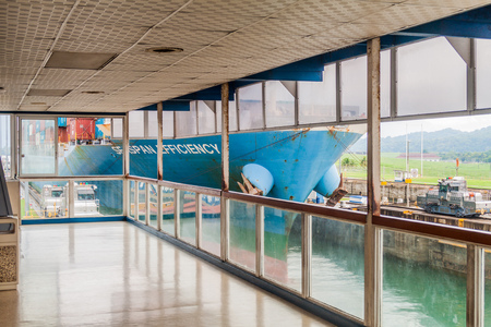 GATUN, PANAMA - MAY 29, 2016: Observation platform of Gatun Locks, part of Panama Canal.のeditorial素材