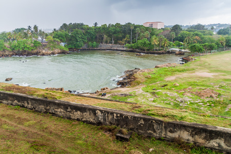 Fortification walls and sea coast in Galle Fort, Sri Lankaの写真素材