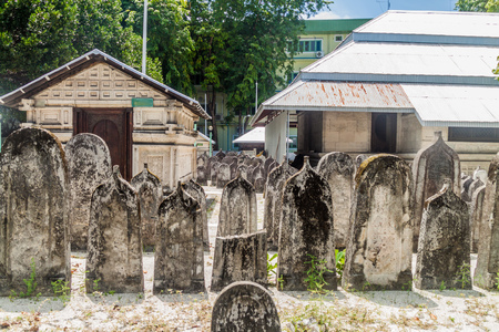 Cemetery of Old Friday Mosque (Hukuru Miskiiy) in Male, Maldivesの写真素材