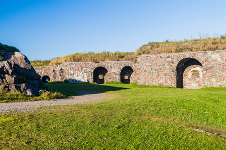 Fortifications at Suomenlinna (Sveaborg), sea fortress island in Helsinki, Finlandの写真素材