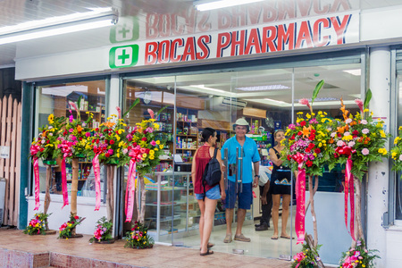 BOCAS DEL TORO, PANAMA - MAY 19, 2016: Pharmacy in Bocas del Toro town.のeditorial素材