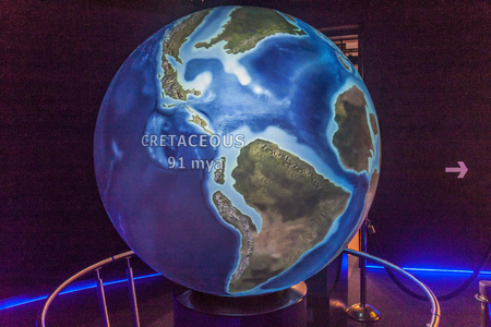 PANAMA CITY, PANAMA - MAY 27, 2016: Earth's geological history model in Museo del Canal...