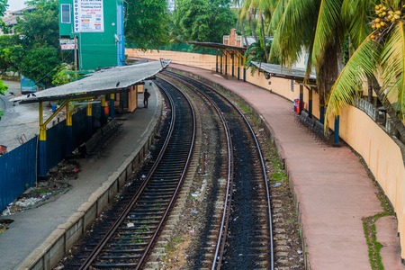 COLOMBO, SRI LANKA - JULY 26, 2016: Railway tracks in Colombo, Sri Lankaのeditorial素材