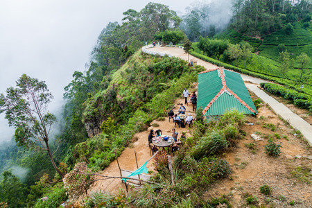 LIPTON'S SEAT, SRI LANKA - JULY 15, 2016: View of Lipton's Seat viewpoint and a tea room.のeditorial素材