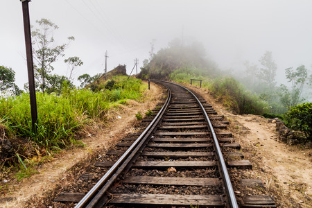 Railway tracks near Idalgashinna, Sri Lankaの写真素材