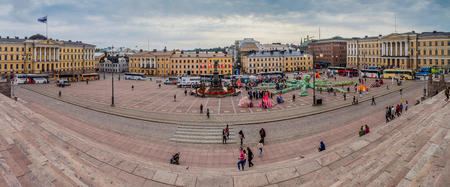 HELSINKI, FINLAND - AUGUST 25, 2016: Panorama of the Senate Square in Helsinki.