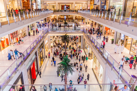 DUBAI, UAE - MARCH 10, 2017: Interior of the Dubai Mall, one of the largest malls in the world.のeditorial素材