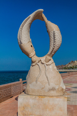 MUSCAT, OMAN - FEBRUARY 22, 2017: Fish sculpture at Mutrah Corniche in Muscat, Omanのeditorial素材