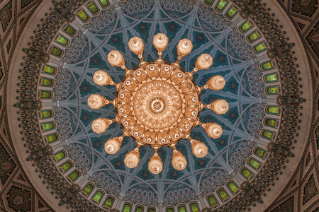 Chandelier in Sultan Qaboos Grand Mosque in Muscat, Oman