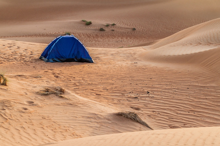 Tent in the sand dunes of Sharqiya (Wahiba) Sands, Omanの写真素材