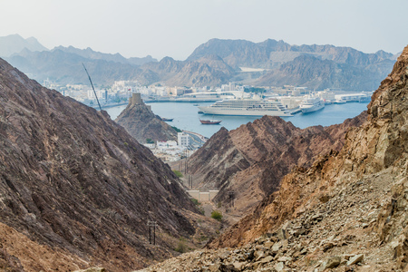 View of Muttrah port in Muscat, Omanの写真素材