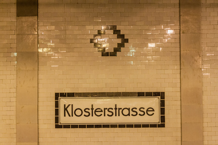 Berlin U-Bahn (metro) station Klosterstrasse, Germanyのeditorial素材