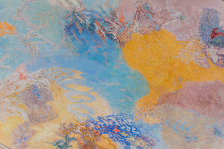 BERLIN, GERMANY - AUGUST 11, 2017: Paintings on a ceiling damaged during WW2 at Charlottenburg Palace in Berlin, Germanyのeditorial素材