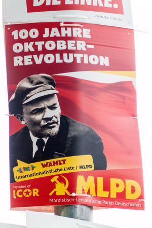 BERLIN, GERMANY - SEPTEMBER 1, 2017: Election poster of MLPD party before 2017 Federal election.
