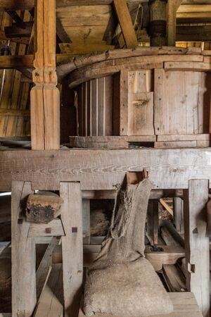 Machinery of a wind mill in Dudutki village, Belarus