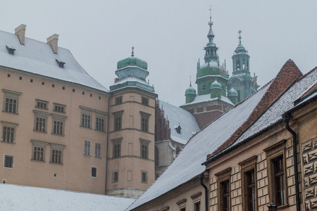 Winter view of Wawel castle in Krakow, Polandのeditorial素材