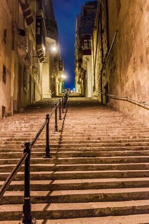 Typical narrow stairway in Valletta, capital of Maltaの写真素材