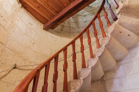 Stairway in Taâ€™ Kola Windmill in Xaghra village on Gozo island, Malta