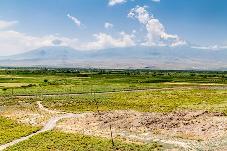 Ararat mountain as viewed from Khor Virap monastery in Armeniaの写真素材