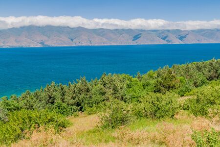 Mountains and lake Sevan in Armenia