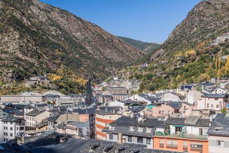 Aerial view of Escaldes-Engordany town, Andorraの写真素材