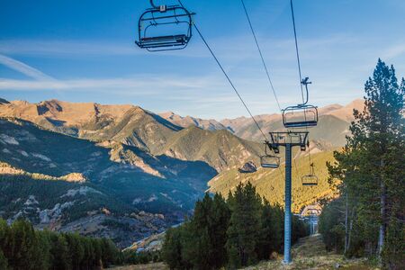 Chairlift of La Serra Ski resort, Andorraの写真素材