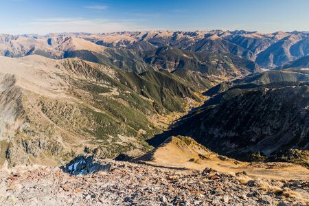 Peaks of Pyrenees from Coma Pedrosa, highest mountain in Andorra
