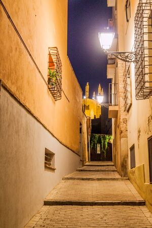 Narrow street in the center of Huesca, Spain.の写真素材