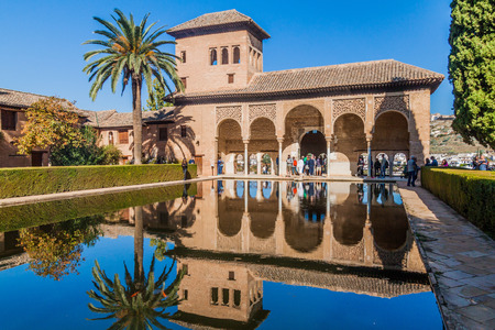 GRANADA, SPAIN - NOVEMBER 2, 2017: Partal palace at Alhambra in Granada, Spainのeditorial素材