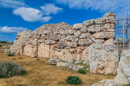 Megalithic temple complex Ggantija near Xaghra village on Gozo island, Maltaのeditorial素材