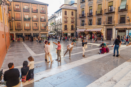 GRANADA, SPAIN - NOVEMBER 2, 2017: View of Plaza de las Pasiegas square in Granada.のeditorial素材